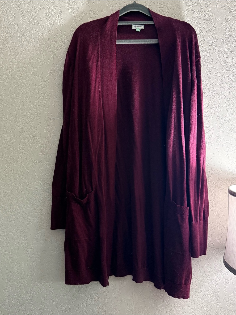Susina Open-Front Cardigan Sweater - Burgundy